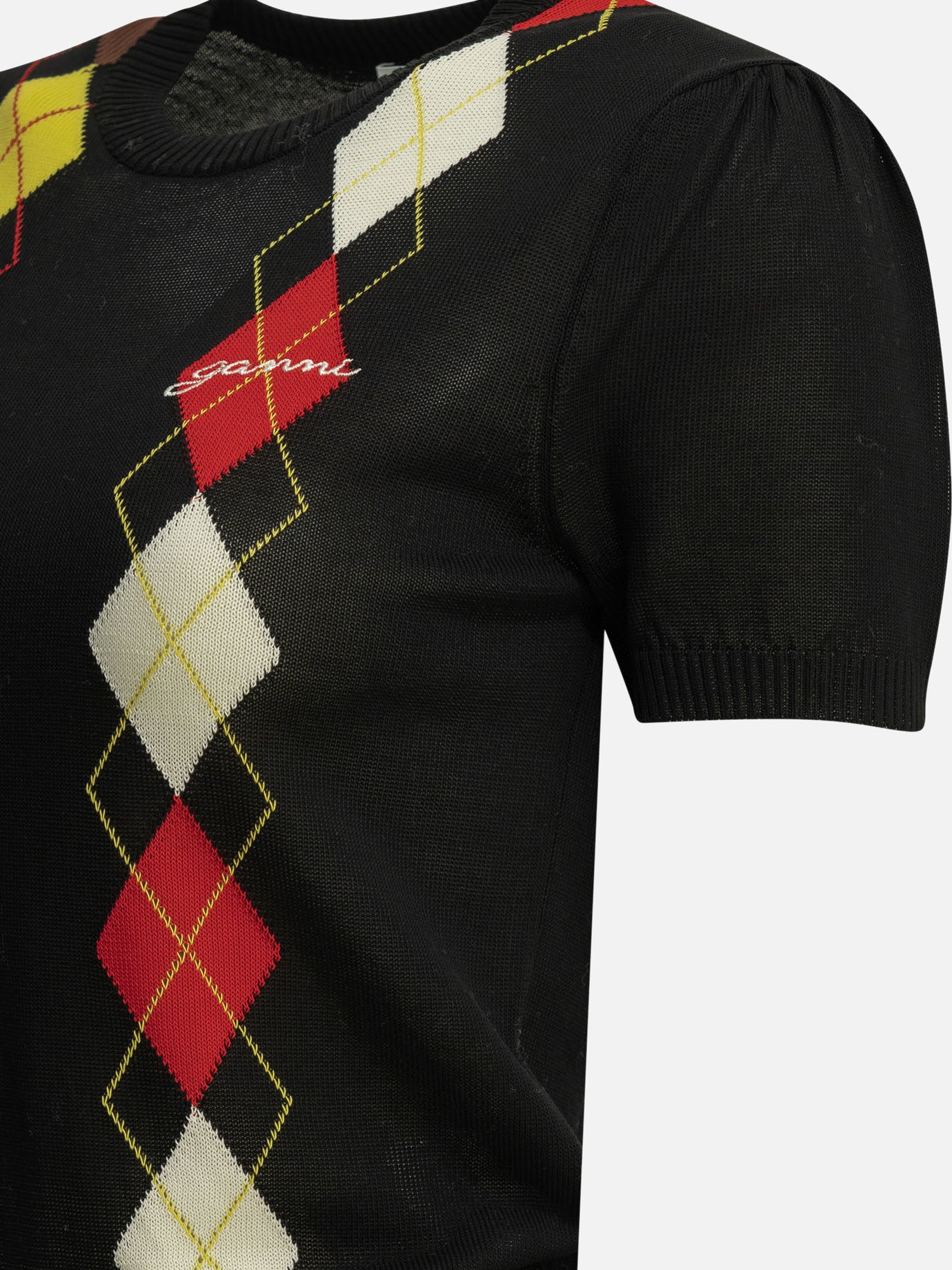 Crewneck sweaters Argyle  Black - Ganni Women | PDP | VIETTI Online Store | Zoom-Modal_6
