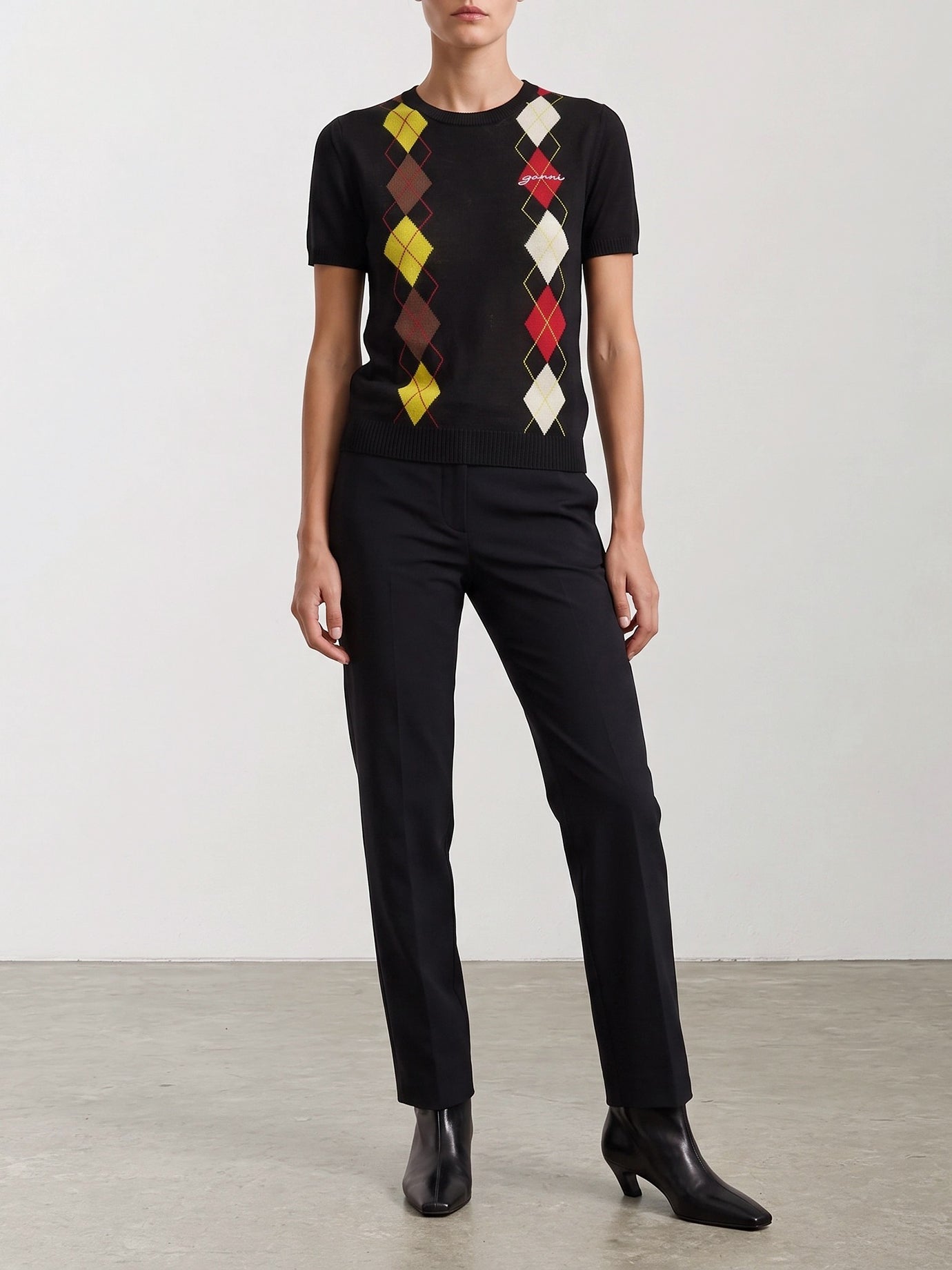 Crewneck sweaters Argyle  Black - Ganni Women | PDP | VIETTI Online Store | Zoom-Modal_2
