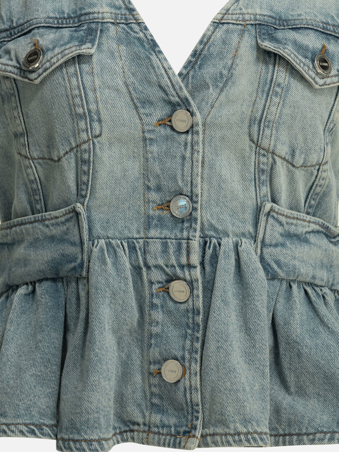 Top casual Solid colour  Azzurro - Ganni Donna | PDP | VIETTI Online Store | Zoom-Modal_3
