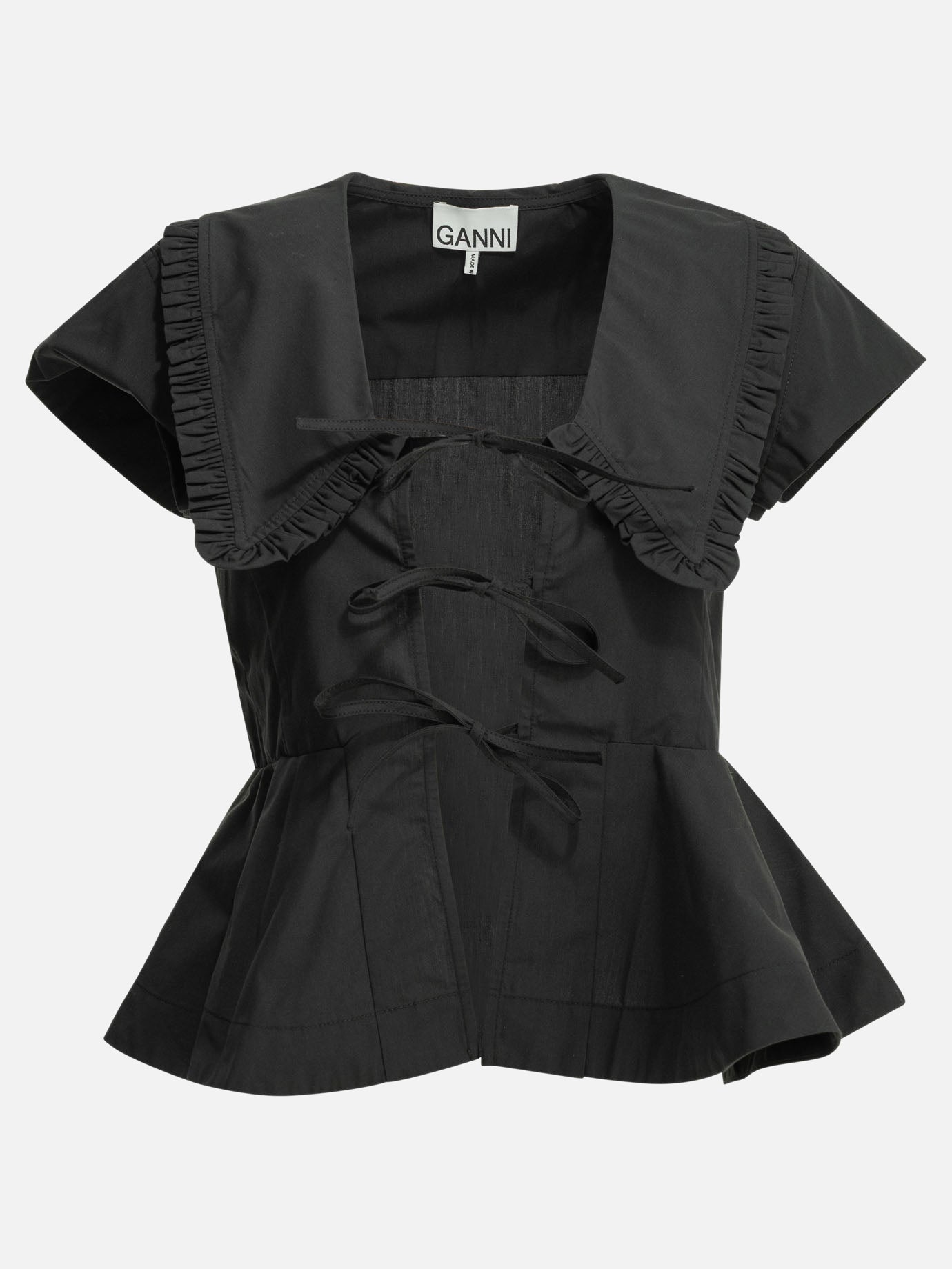 Bluse Solid colour  Nero - Ganni Donna | PDP | VIETTI Online Store | Zoom-Modal
