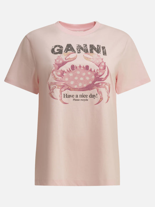 Crewneck t-shirts Logo  Pink - Ganni Women | PLP | VIETTI Online Store 
