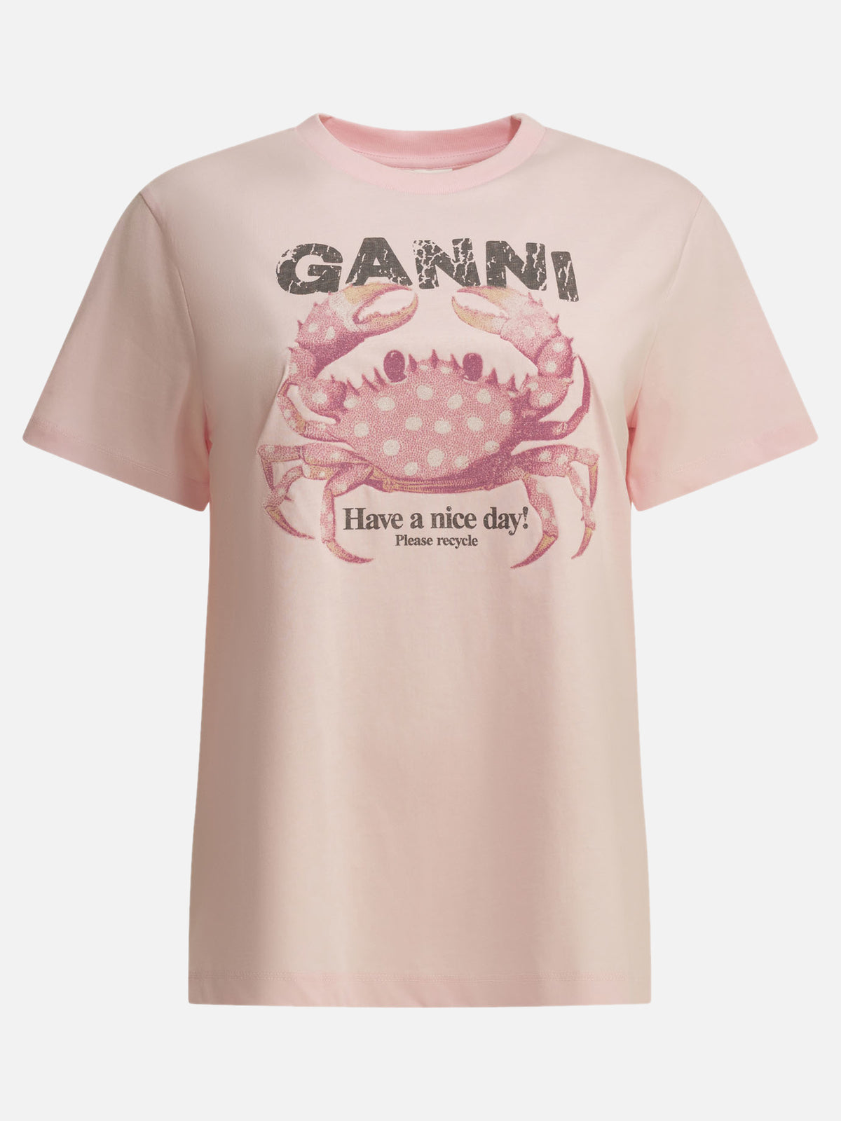 Ganni "Crab" crewneck T-shirt Pink - VIETTI