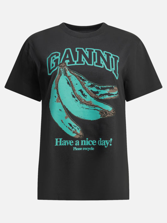 Crewneck t-shirts Logo  Black - Ganni Women | PLP | VIETTI Online Store 
