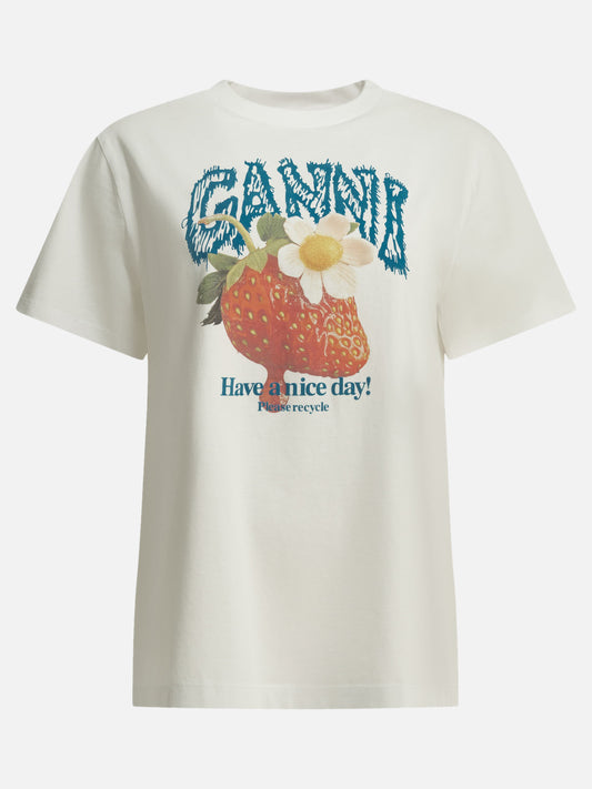 Crewneck t-shirts Logo  White - Ganni Women | PLP | VIETTI Online Store 
