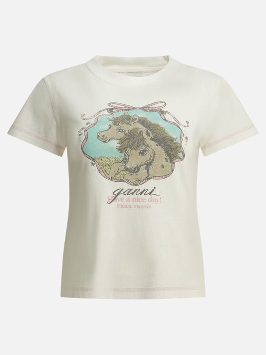 T-shirt girocollo Graphics  Bianco - Ganni Donna | PDP | VIETTI Online Store 
