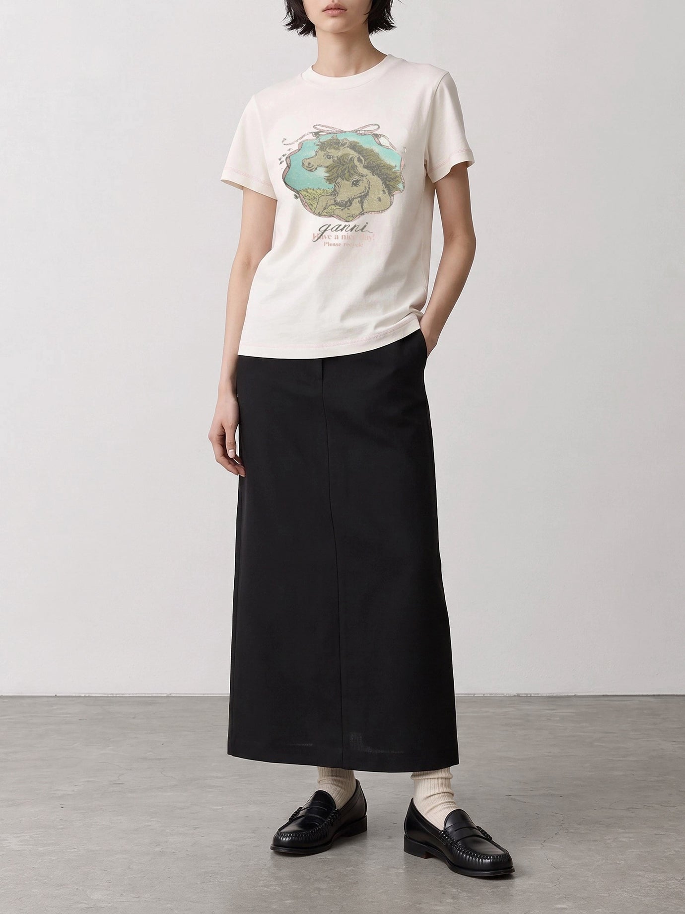 Crewneck t-shirts Graphics  White - Ganni Women | PDP | VIETTI Online Store | thumbnail_2