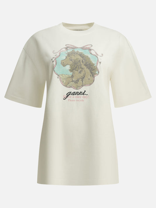 T-shirt girocollo Logo  Bianco - Ganni Donna | PDP | VIETTI Online Store 

