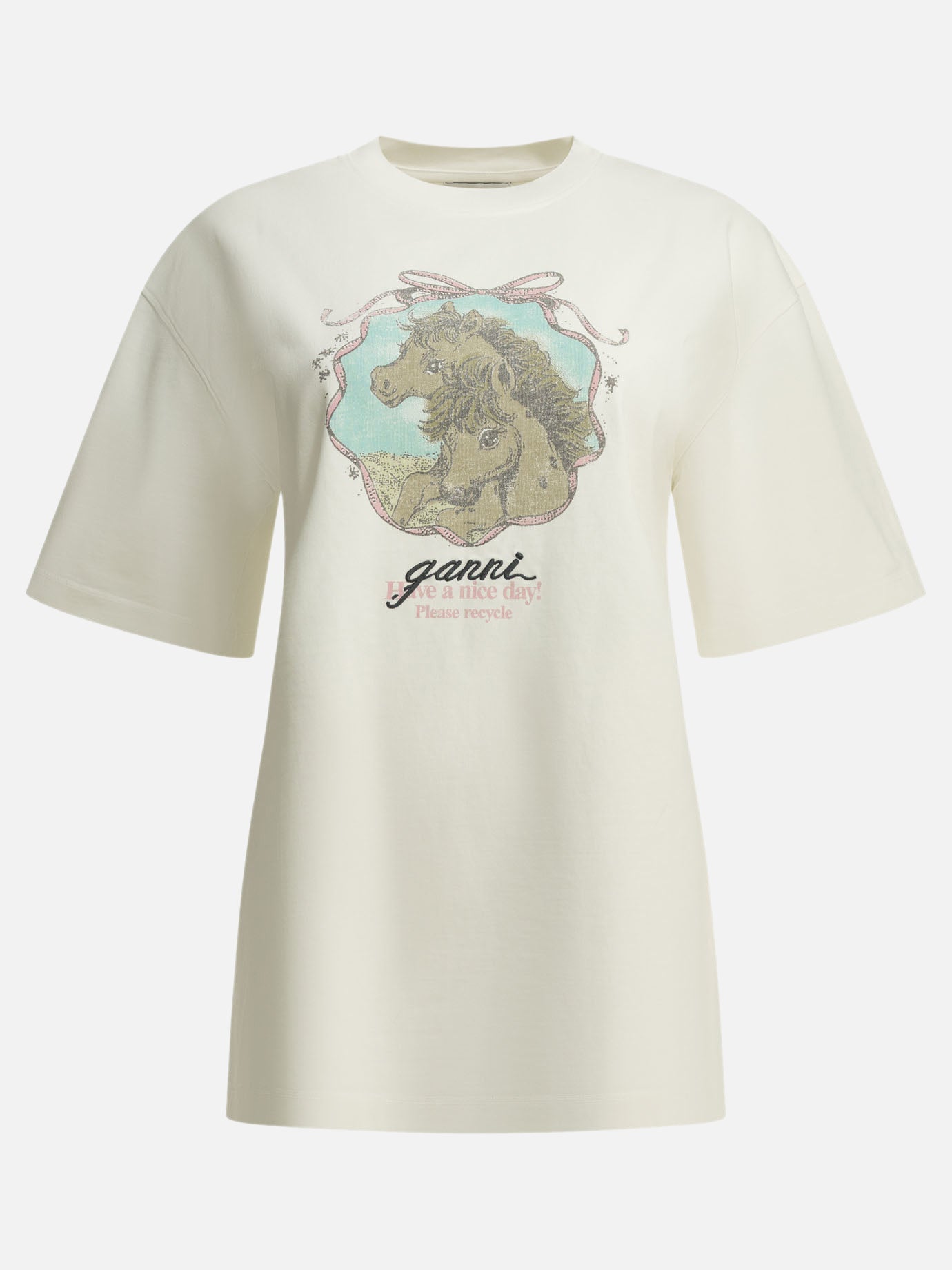 Crewneck t-shirts Logo  White - Ganni Women | PDP | VIETTI Online Store | Zoom-Modal

