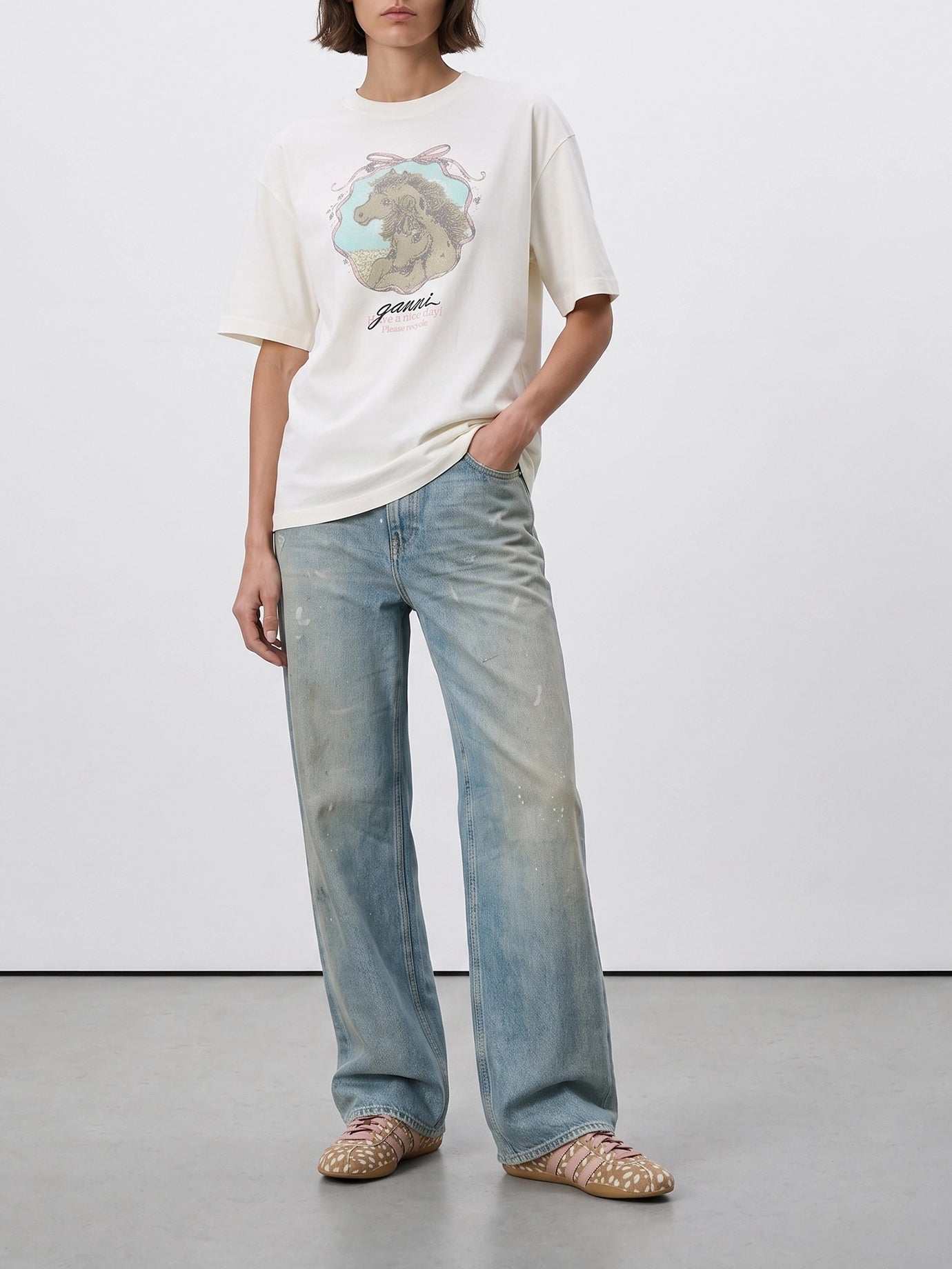 Crewneck t-shirts Logo  White - Ganni Women | PDP | VIETTI Online Store | Zoom-Modal_5
