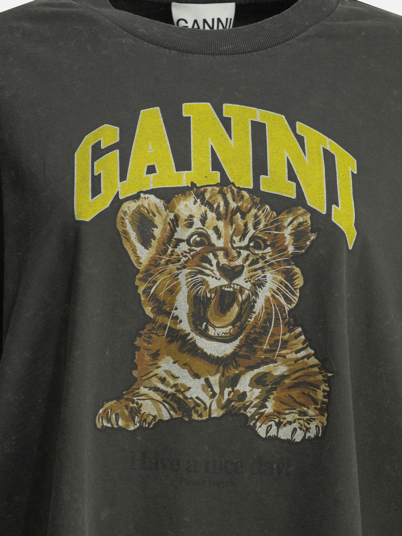 T-shirt girocollo Logo  Nero - Ganni Donna | PDP | VIETTI Online Store | thumbnail_3