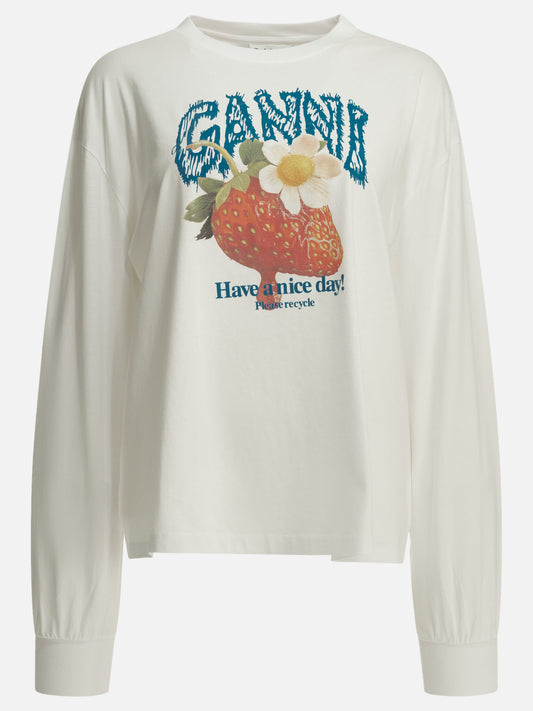 Crewneck t-shirts Logo  White - Ganni Women | PLP | VIETTI Online Store 

