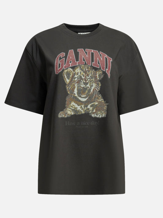 Crewneck t-shirts Logo  Black - Ganni Women | PLP | VIETTI Online Store 

