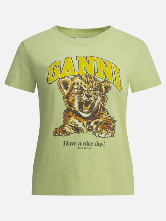 Crewneck t-shirts Logo  Green - Ganni Women | PLP | VIETTI Online Store 
