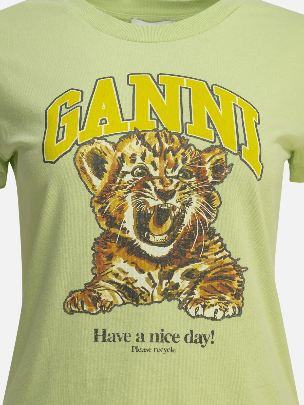 Ganni "Baby Tiger" crewneck T-shirt Green - VIETTI