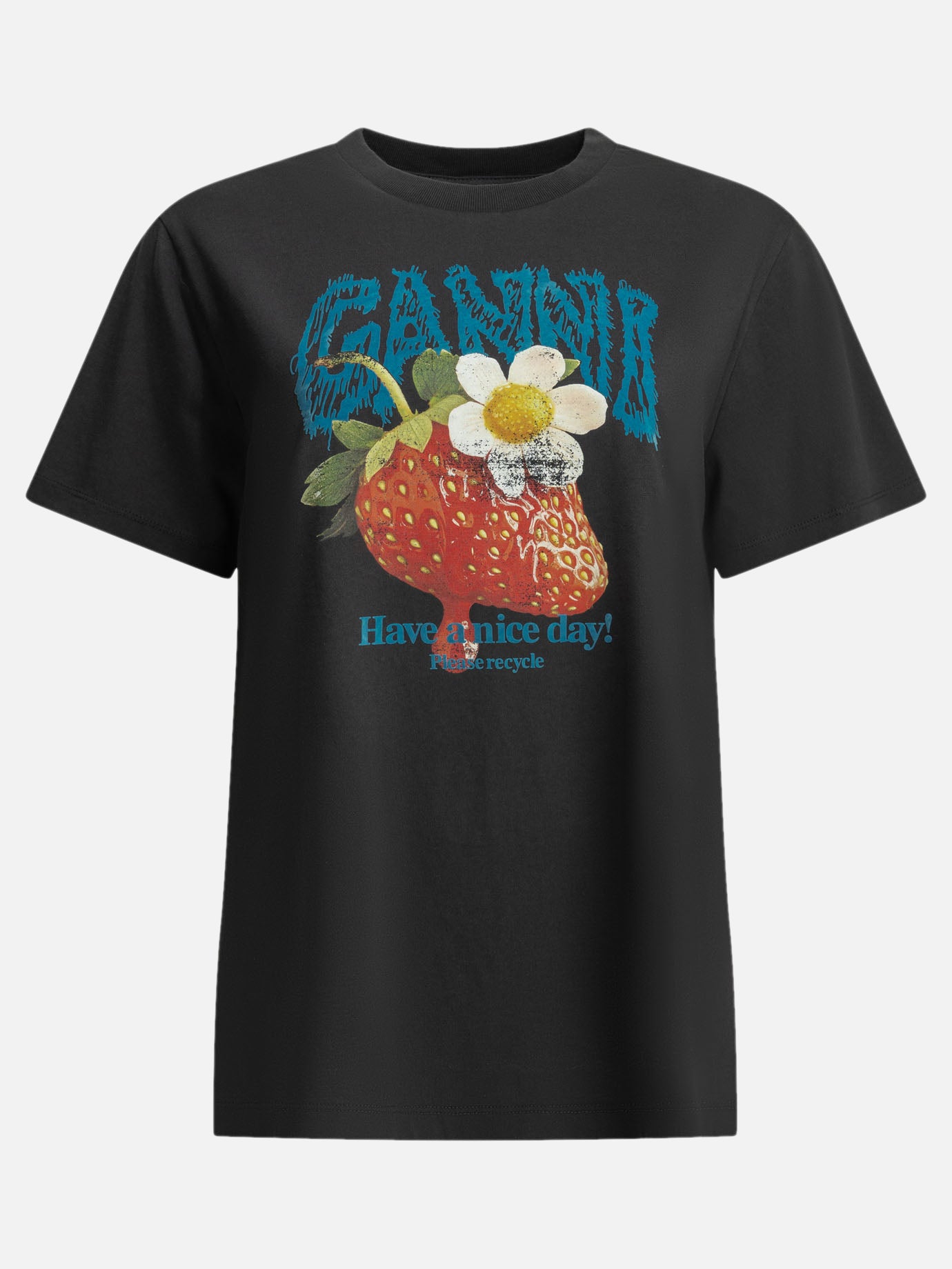 Crewneck t-shirts Logo  Black - Ganni Women | PDP | VIETTI Online Store | Zoom-Modal
