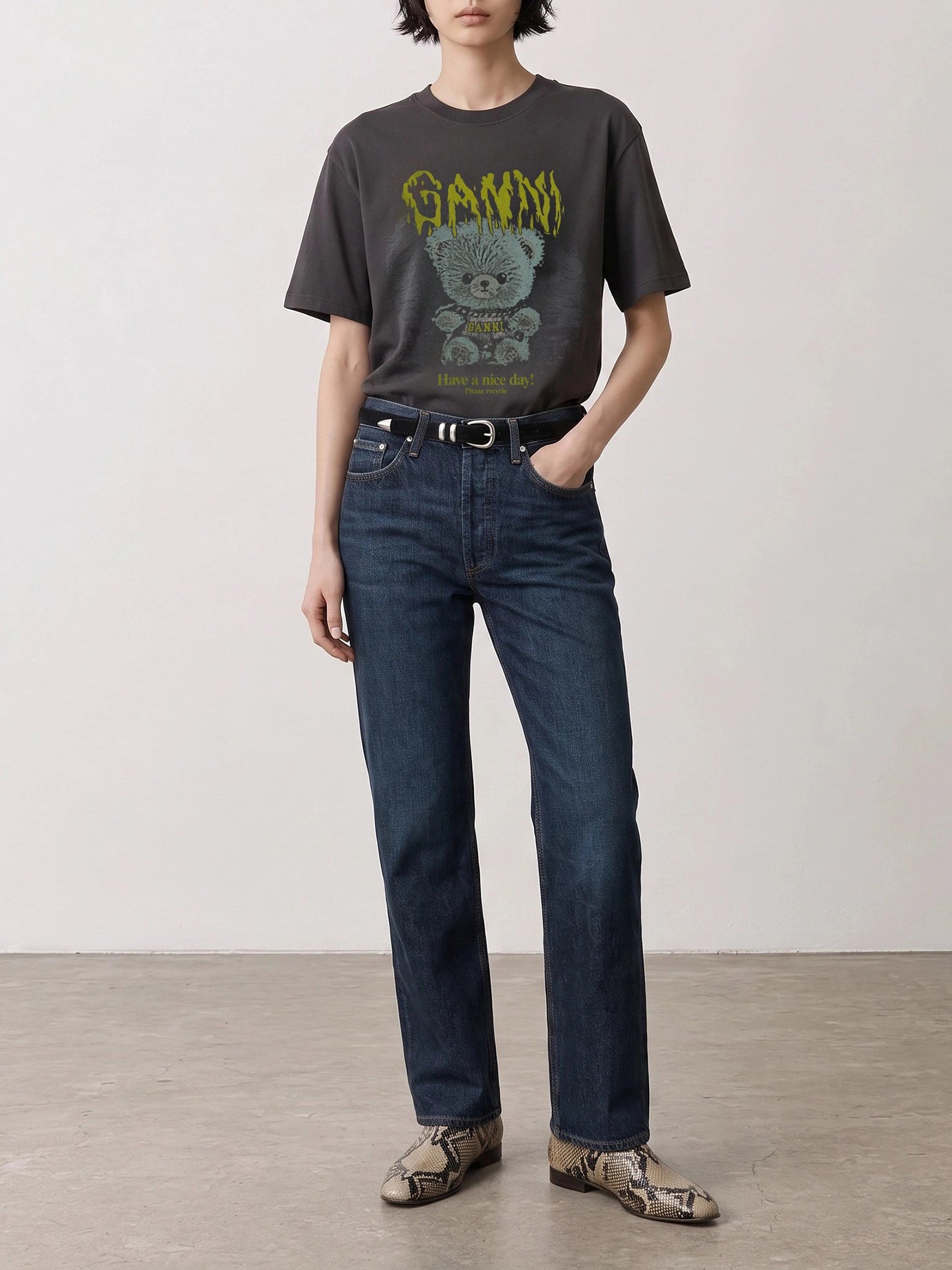 Crewneck t-shirts Logo  Black - Ganni Women | PDP | VIETTI Online Store | Zoom-Modal_2
