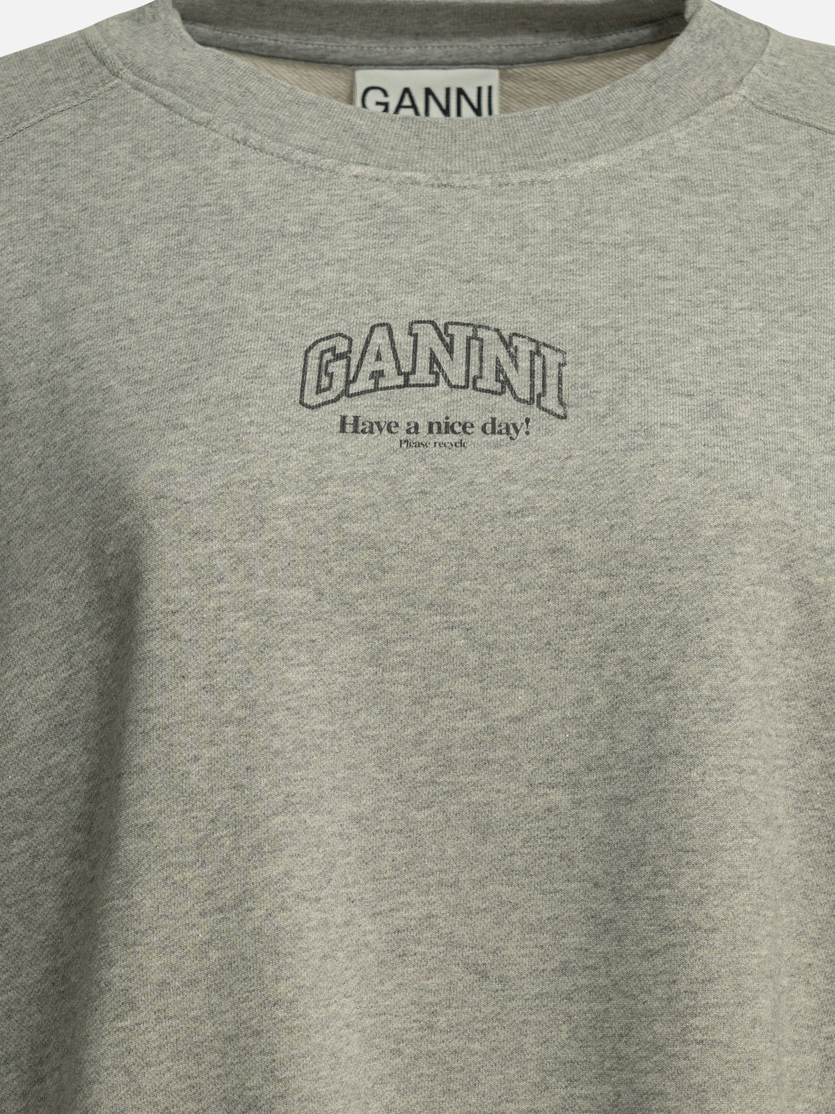 Ganni Crewneck sweatshirt with logo Grey - VIETTI