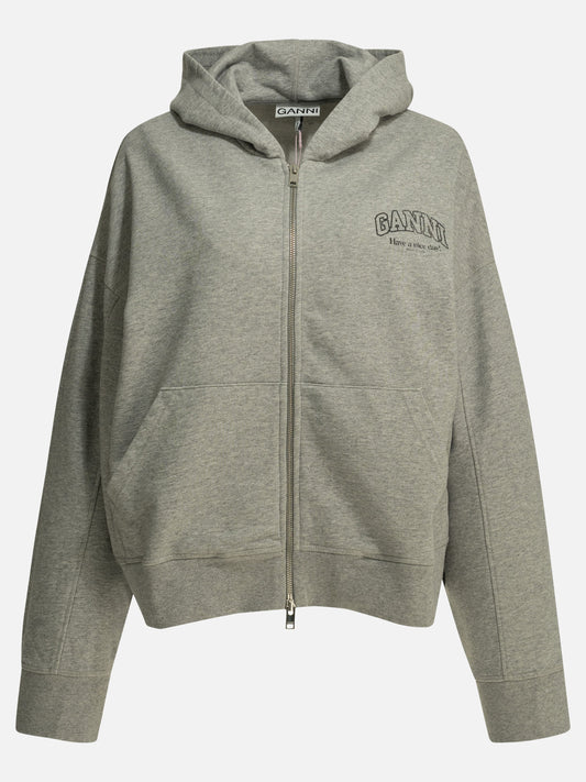 Full zip sweatshirts Logo  Grey - Ganni Women | PLP | VIETTI Online Store 
