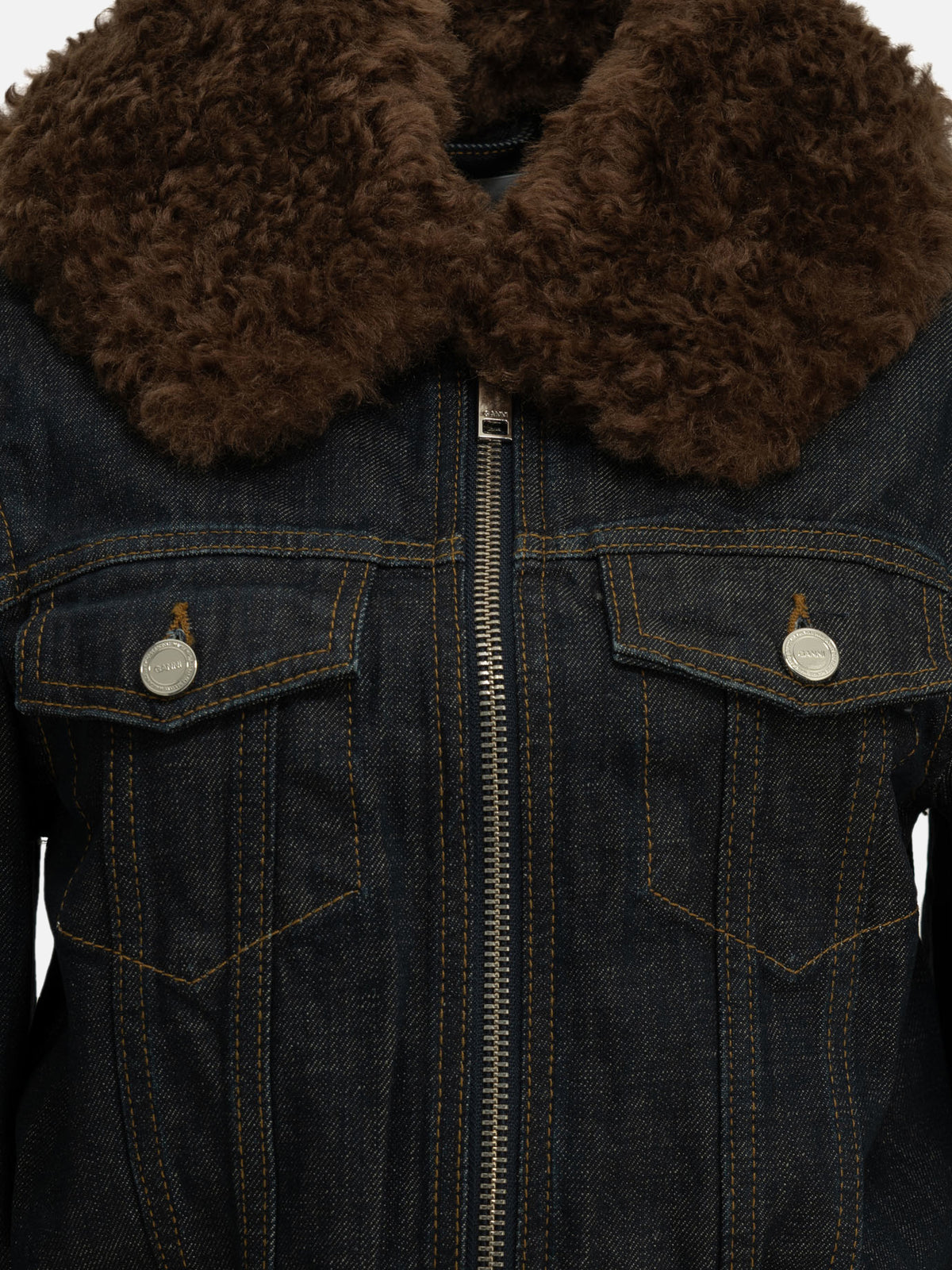 Ganni Giacca in denim fiammato Blu - VIETTI