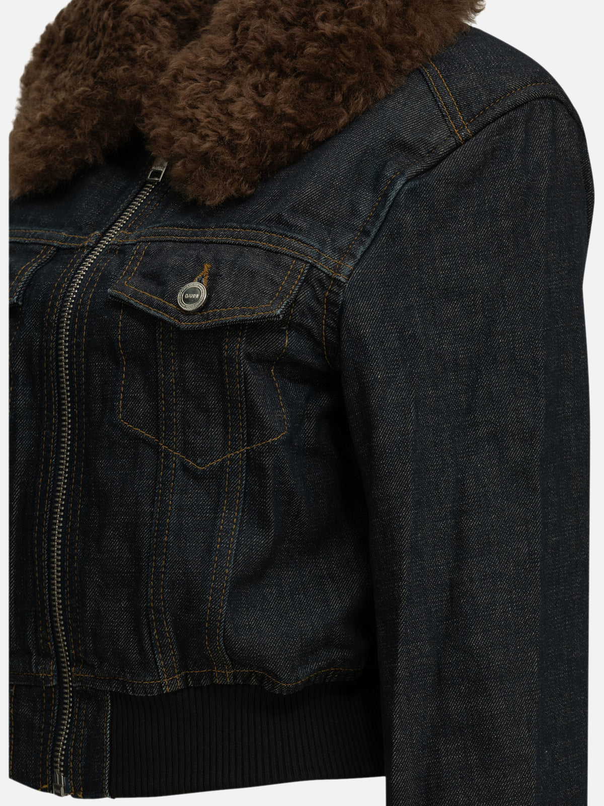 Ganni Flamed denim jacket Blue