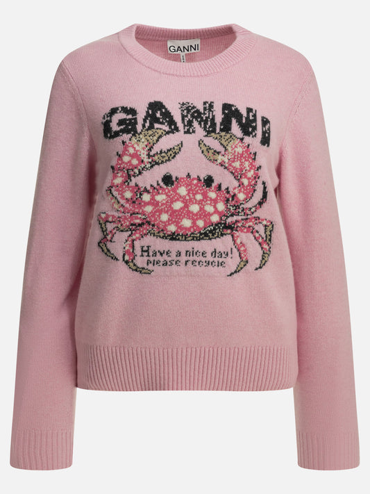 Crewneck sweaters Logo  Pink - Ganni Women | PLP | VIETTI Online Store 
