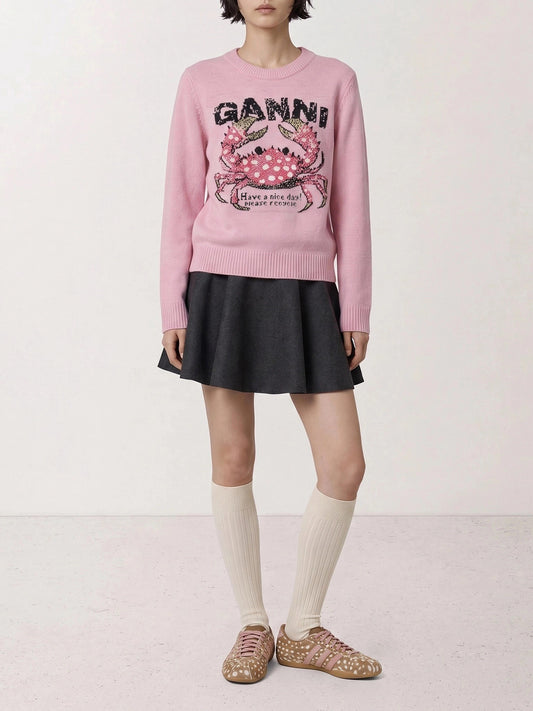Crewneck sweaters Logo  Pink - Ganni Women | PLP | VIETTI Online Store | 2
