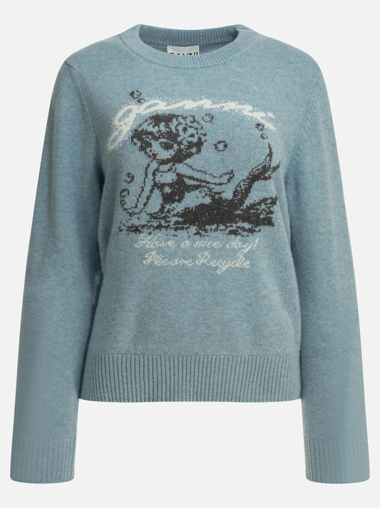 Maglioni girocollo Logo  Azzurro - Ganni Donna | PLP | VIETTI Online Store 
