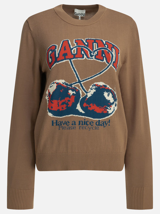 Maglioni girocollo Logo  Marrone - Ganni Donna | PLP | VIETTI Online Store 
