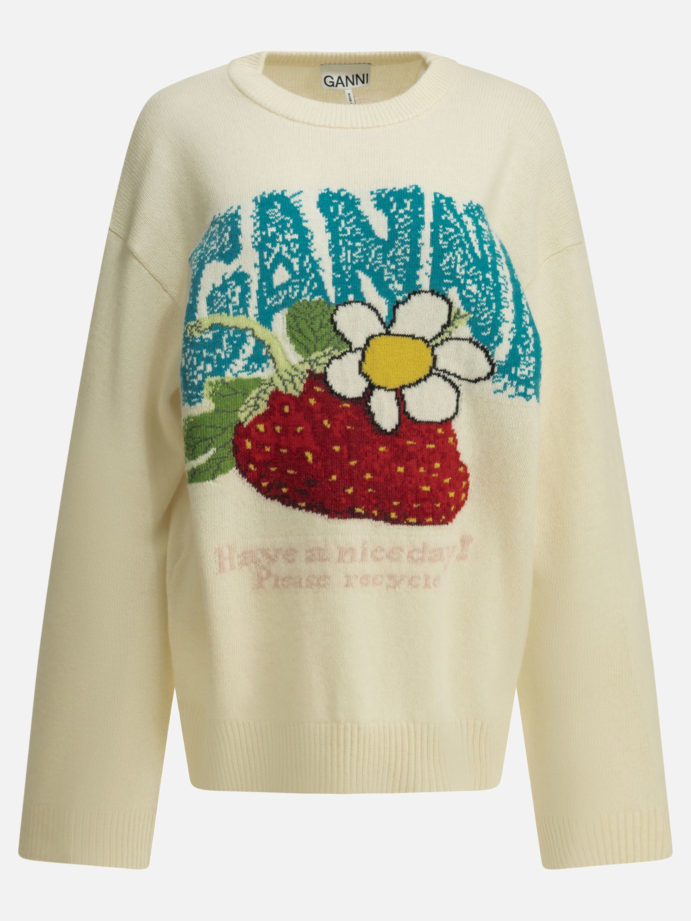 Crewneck sweaters Logo  White - Ganni Women | PDP | VIETTI Online Store | Zoom-Modal
