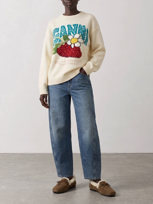 Crewneck sweaters Logo  White - Ganni Women | PLP | VIETTI Online Store | 2
