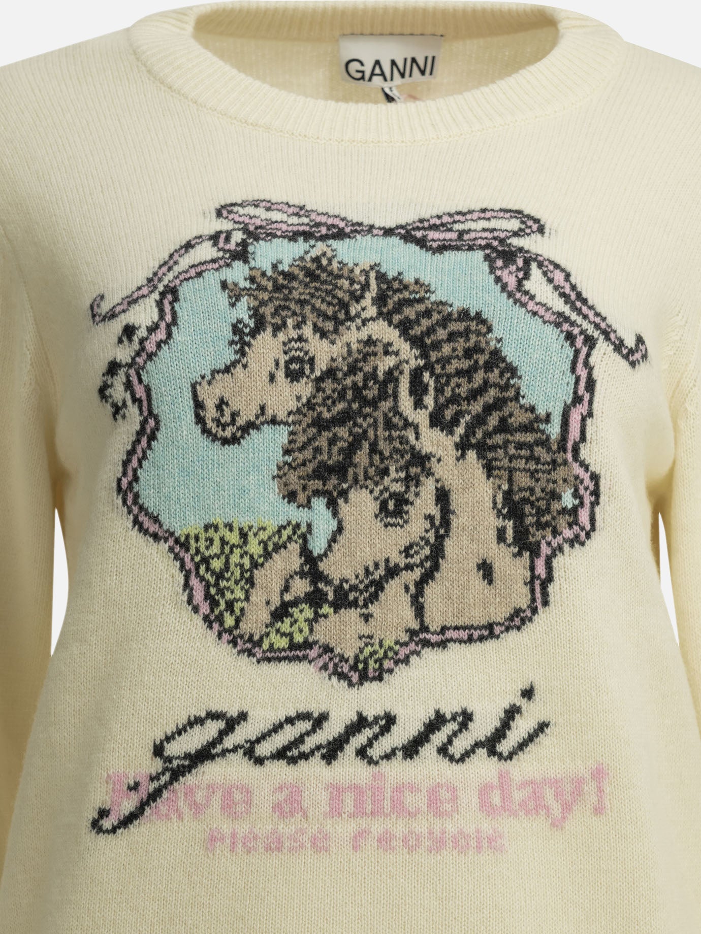 Crewneck sweaters Textured knit  White - Ganni Women | PDP | VIETTI Online Store | thumbnail_5