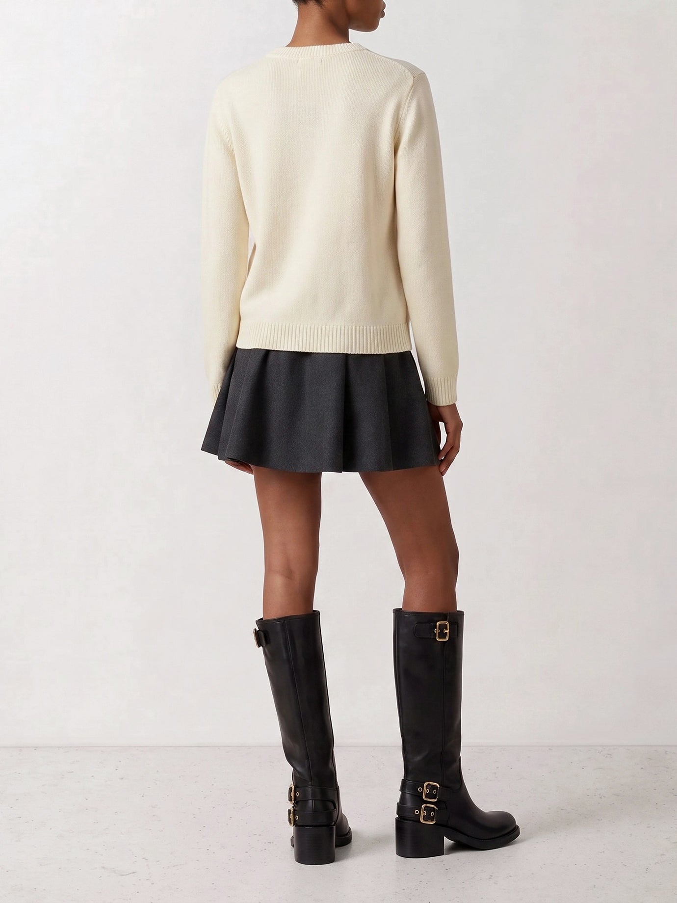 Crewneck sweaters Textured knit  White - Ganni Women | PDP | VIETTI Online Store | thumbnail_3