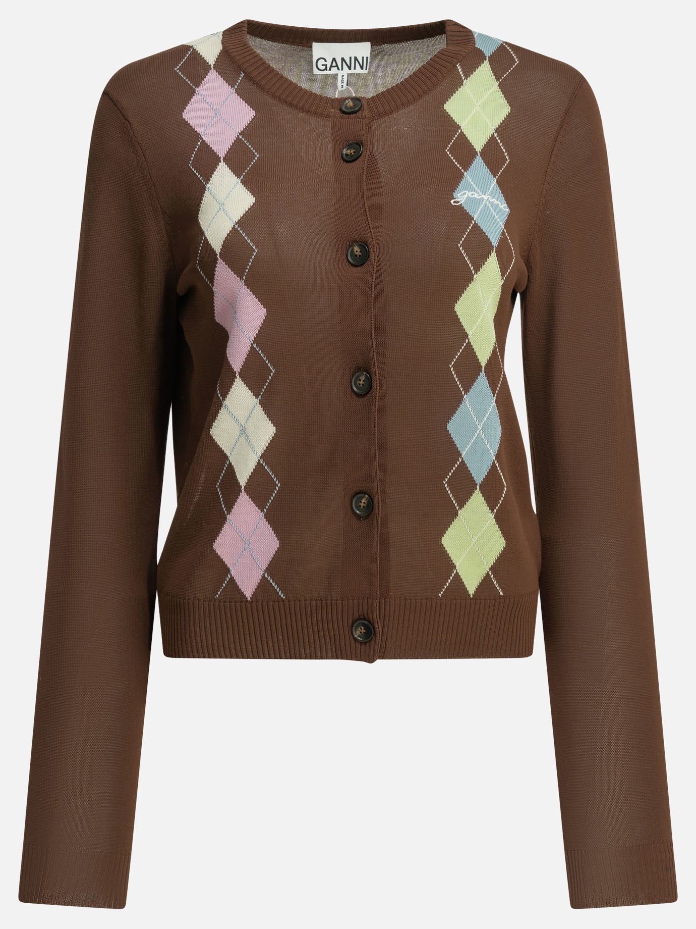 Cardigans Argyle  Brown - Ganni Women | PDP | VIETTI Online Store | thumbnail