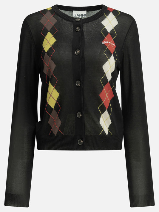 Cardigan Argyle  Nero - Ganni Donna | PLP | VIETTI Online Store 
