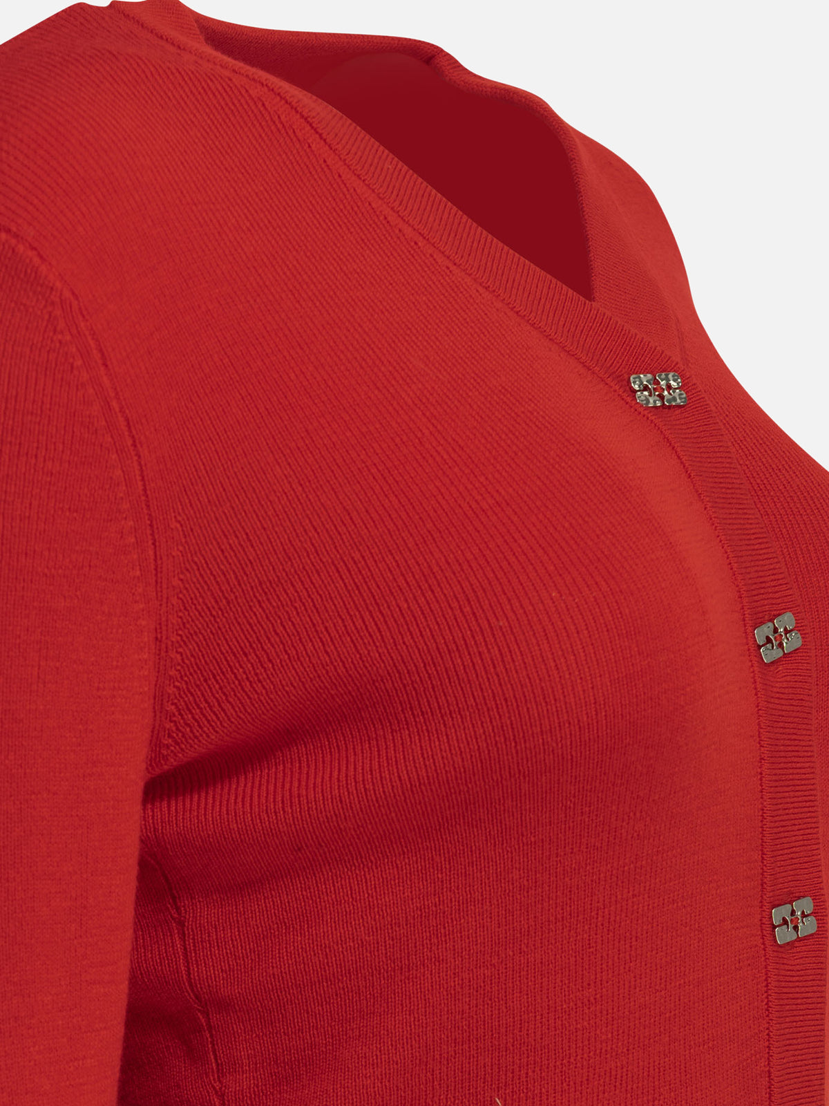 Ganni Merino wool cardigan Red - VIETTI