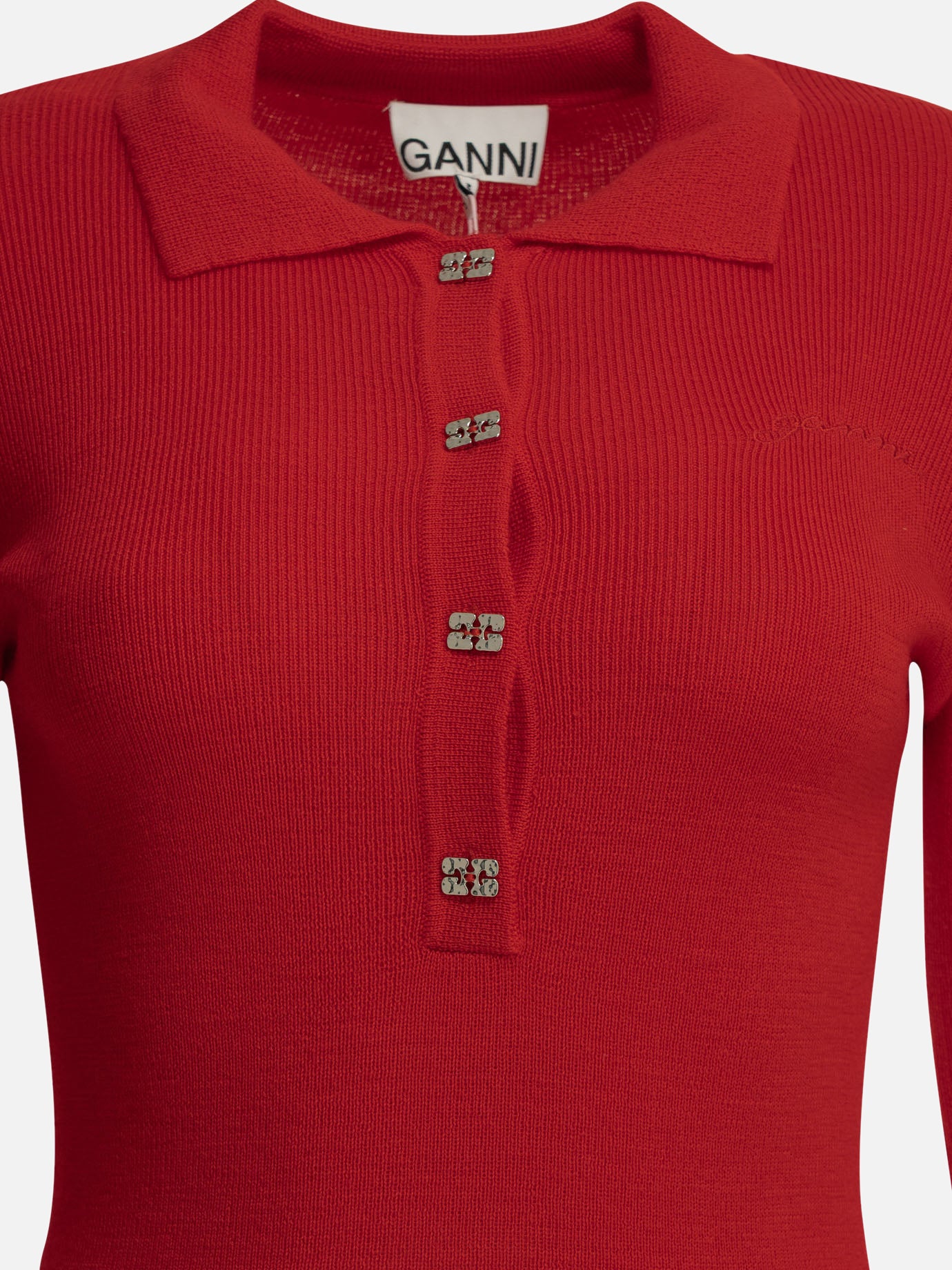 Polo sweater Logo  Red - Ganni Women | PDP | VIETTI Online Store | Zoom-Modal_3
