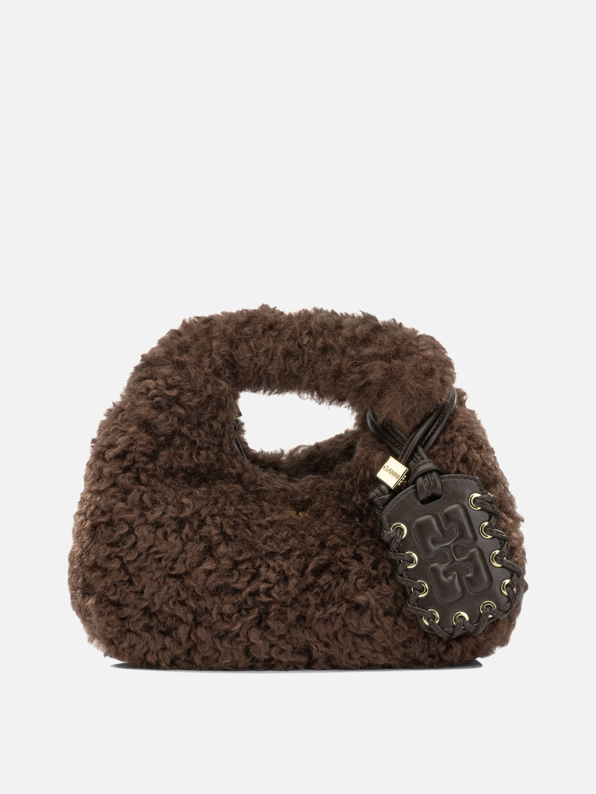 Ganni "Mini Hobo Faux Fur" Small Handbag Brown - VIETTI