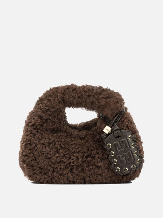 Ganni "Mini Hobo Faux Fur" Small Handbag Brown

