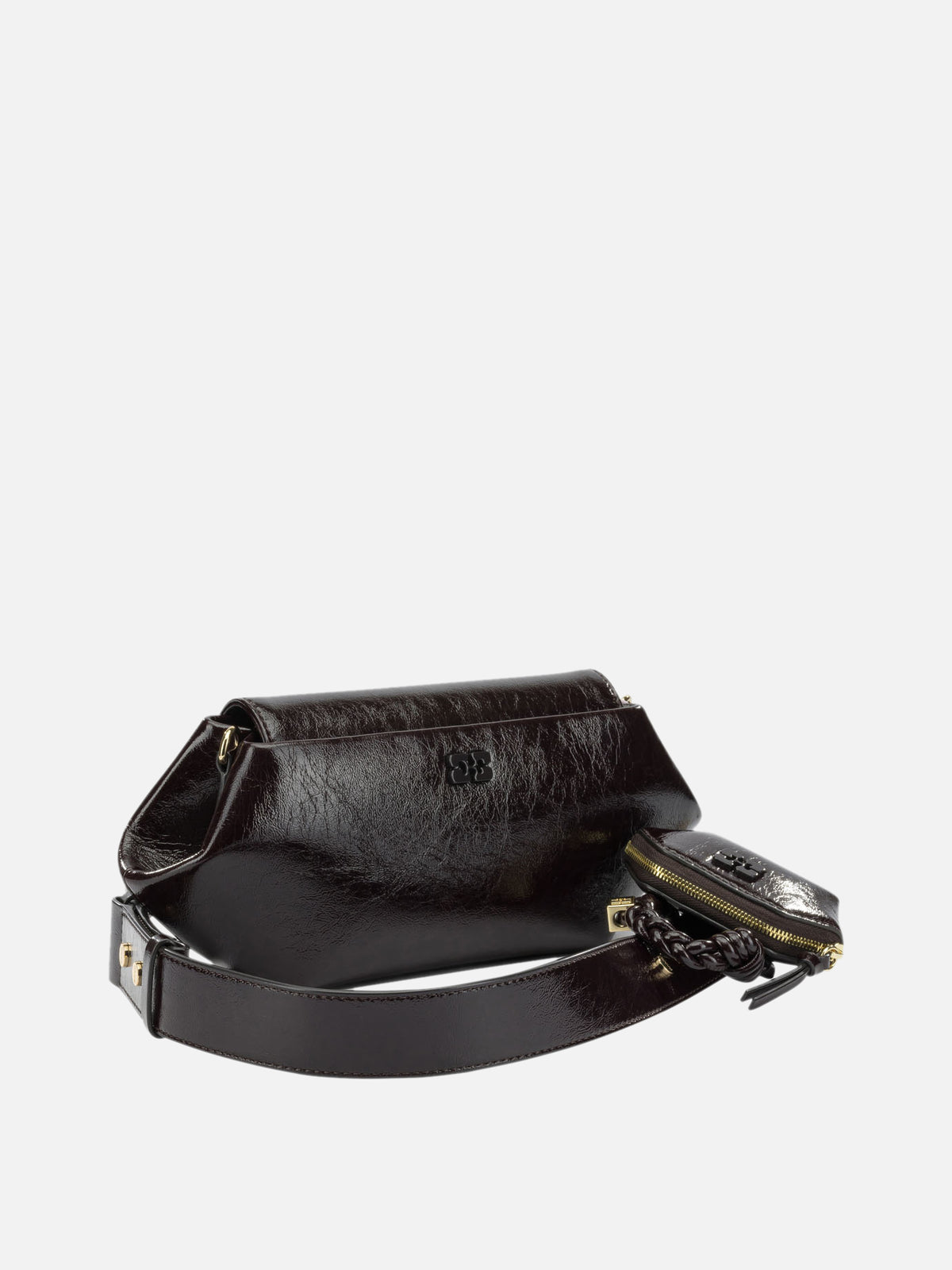 Ganni "Bou East/West Shine" Shoulder Bag Brown - VIETTI