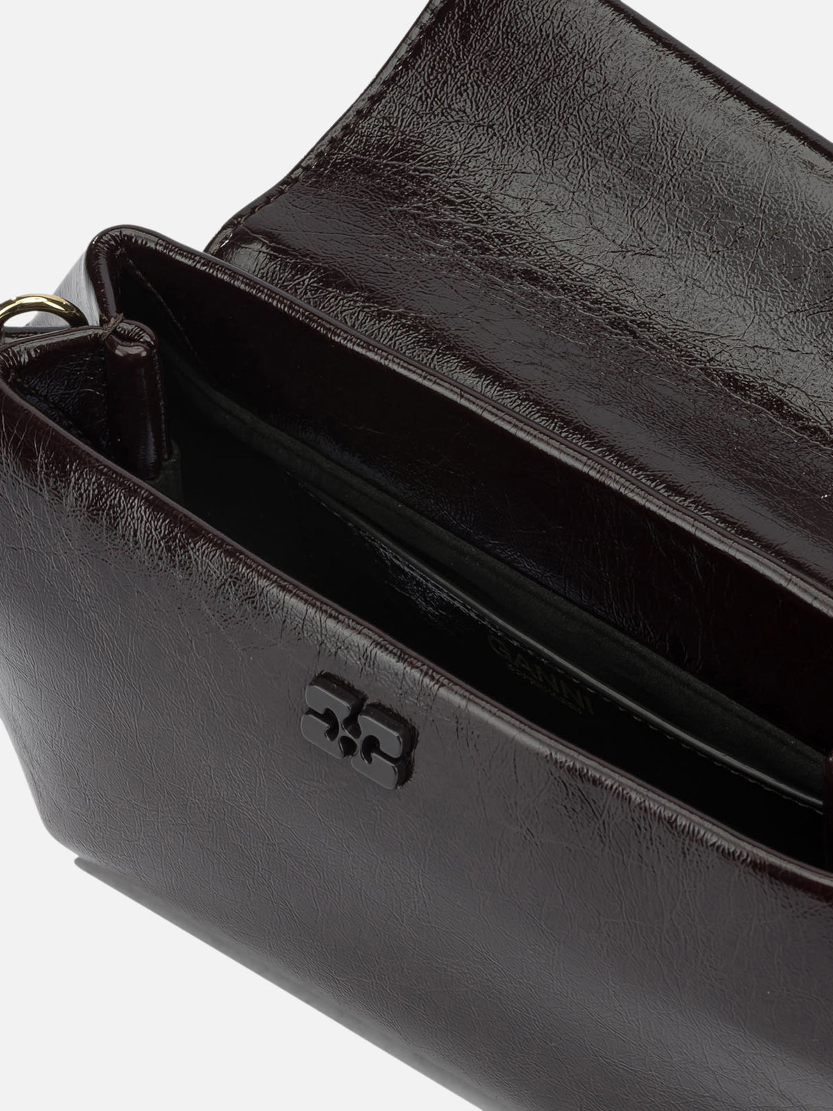 Ganni "Bou East/West Shine" Shoulder Bag Brown

