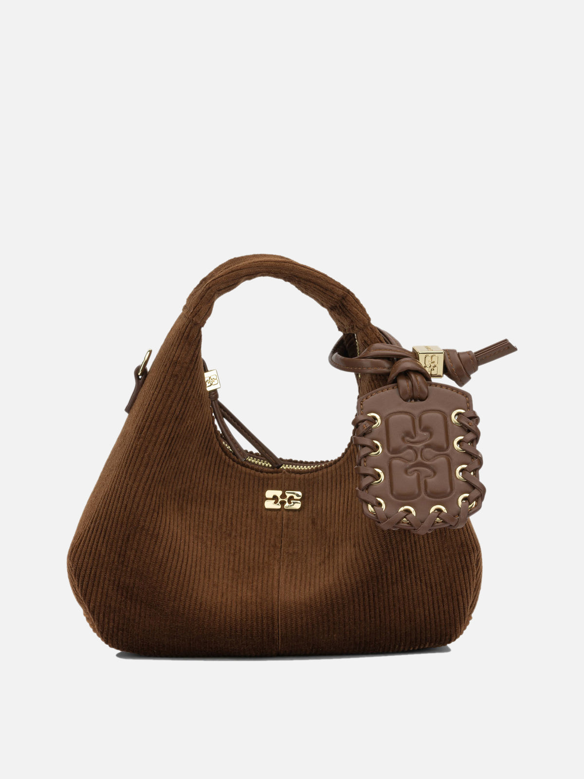 Ganni "Mini Hobo Corduroy" Small Handbag Brown - VIETTI