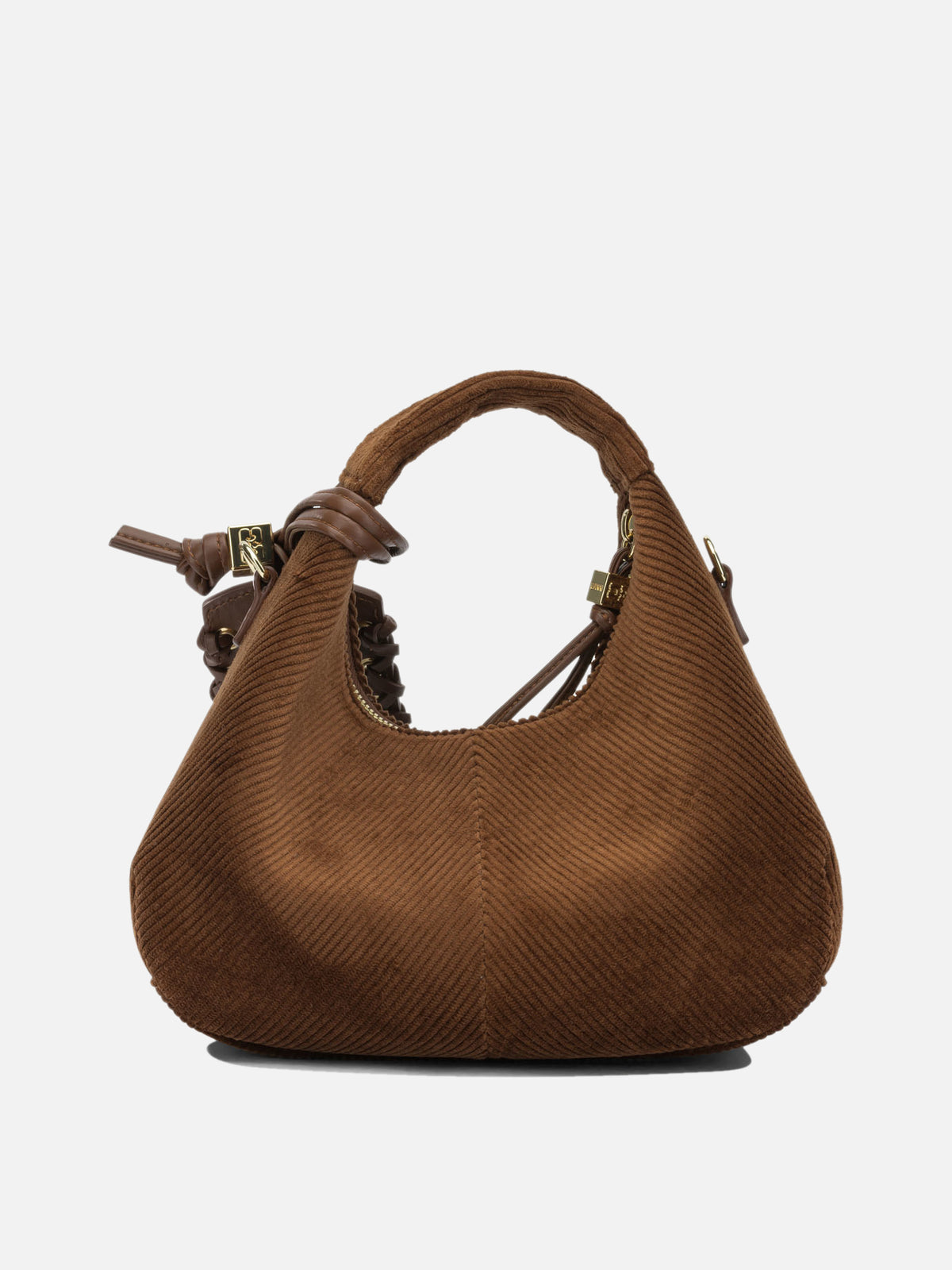 Ganni "Mini Hobo Corduroy" Small Handbag Brown - VIETTI