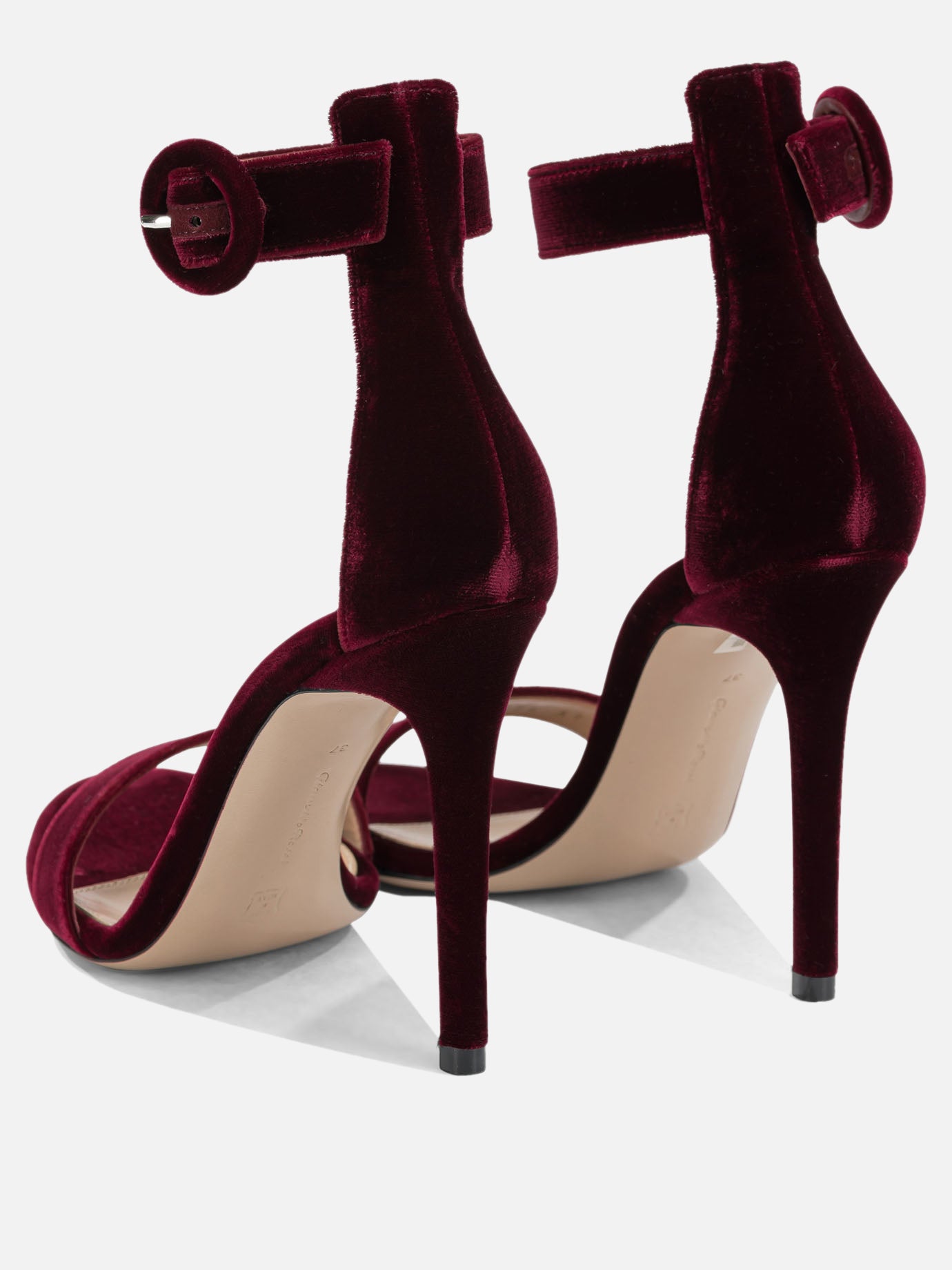 Heeled sandals 100% velvet - 100% calf leather  Bordeaux - Gianvito Rossi Women | PDP | VIETTI Online Store | thumbnail_4