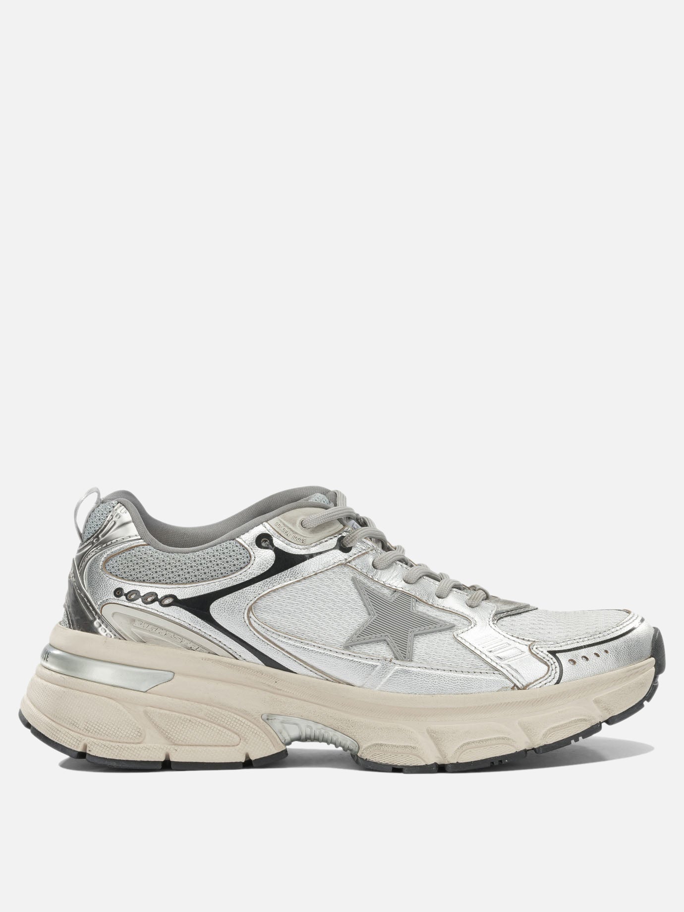 Low top sneakers 52% goat leather 26% polyester 16% polyurethane 3% cow leather 2% viscose 1% metal - 100% rubber  Silver - Golden Goose Men | PDP | VIETTI Online Store | thumbnail