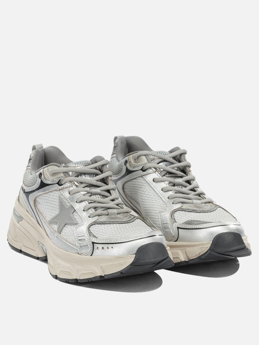 Low top sneakers 52% goat leather 26% polyester 16% polyurethane 3% cow leather 2% viscose 1% metal - 100% rubber  Silver - Golden Goose Men | VIETTI Online Store | 2
