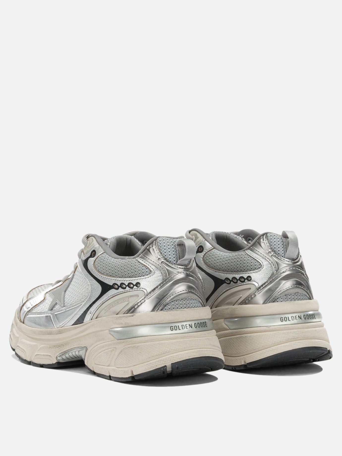 Low top sneakers 52% goat leather 26% polyester 16% polyurethane 3% cow leather 2% viscose 1% metal - 100% rubber  Silver - Golden Goose Men | PDP | VIETTI Online Store | thumbnail_4