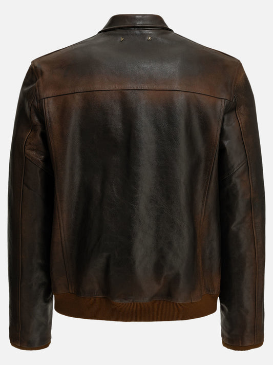 Golden Goose "Journey" Leather Jacket Brown

