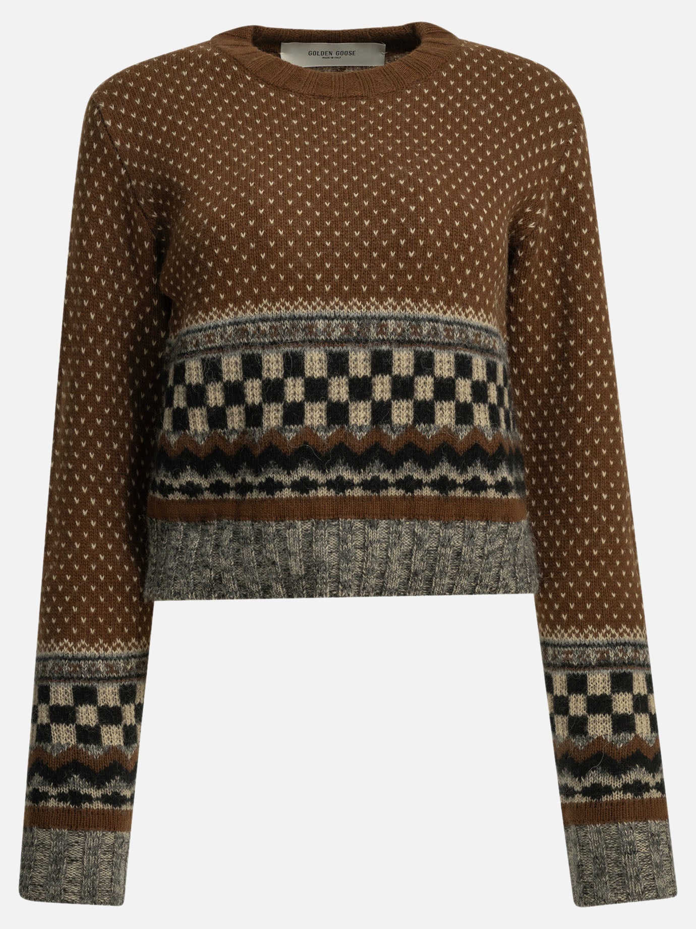 Crewneck sweaters Textured knit  Brown - Golden Goose Women | PDP | VIETTI Online Store | Zoom-Modal
