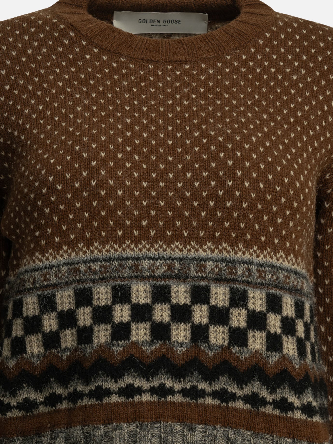 Crewneck sweaters Textured knit  Brown - Golden Goose Women | PDP | VIETTI Online Store | thumbnail_3