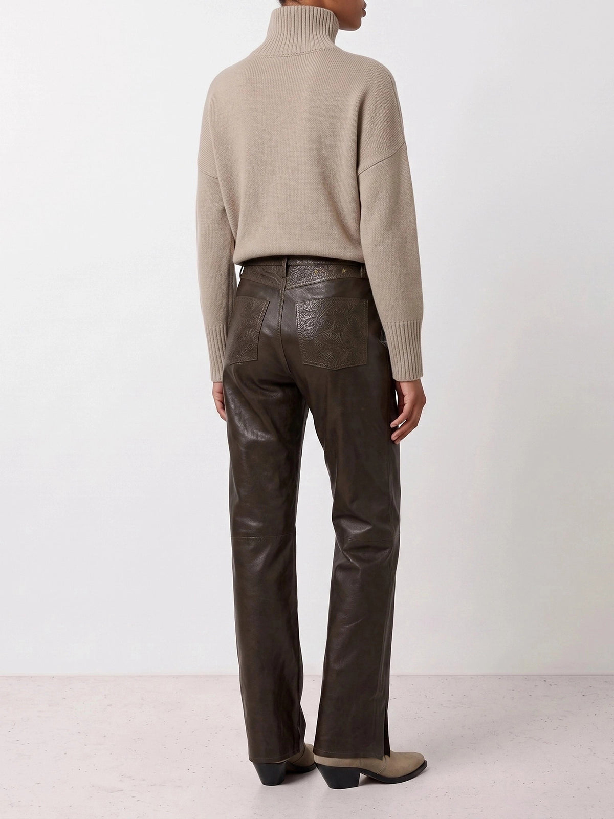 Golden Goose Pantaloni in pelle "Melany" Verde - VIETTI